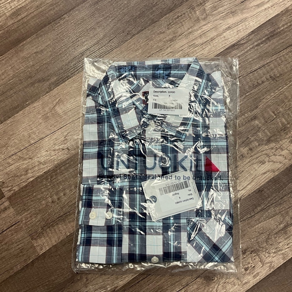 UNTUCKit Women’s SORBO 100% Cotton Button Down Shirt Plaid Long Sleeve Sz 6